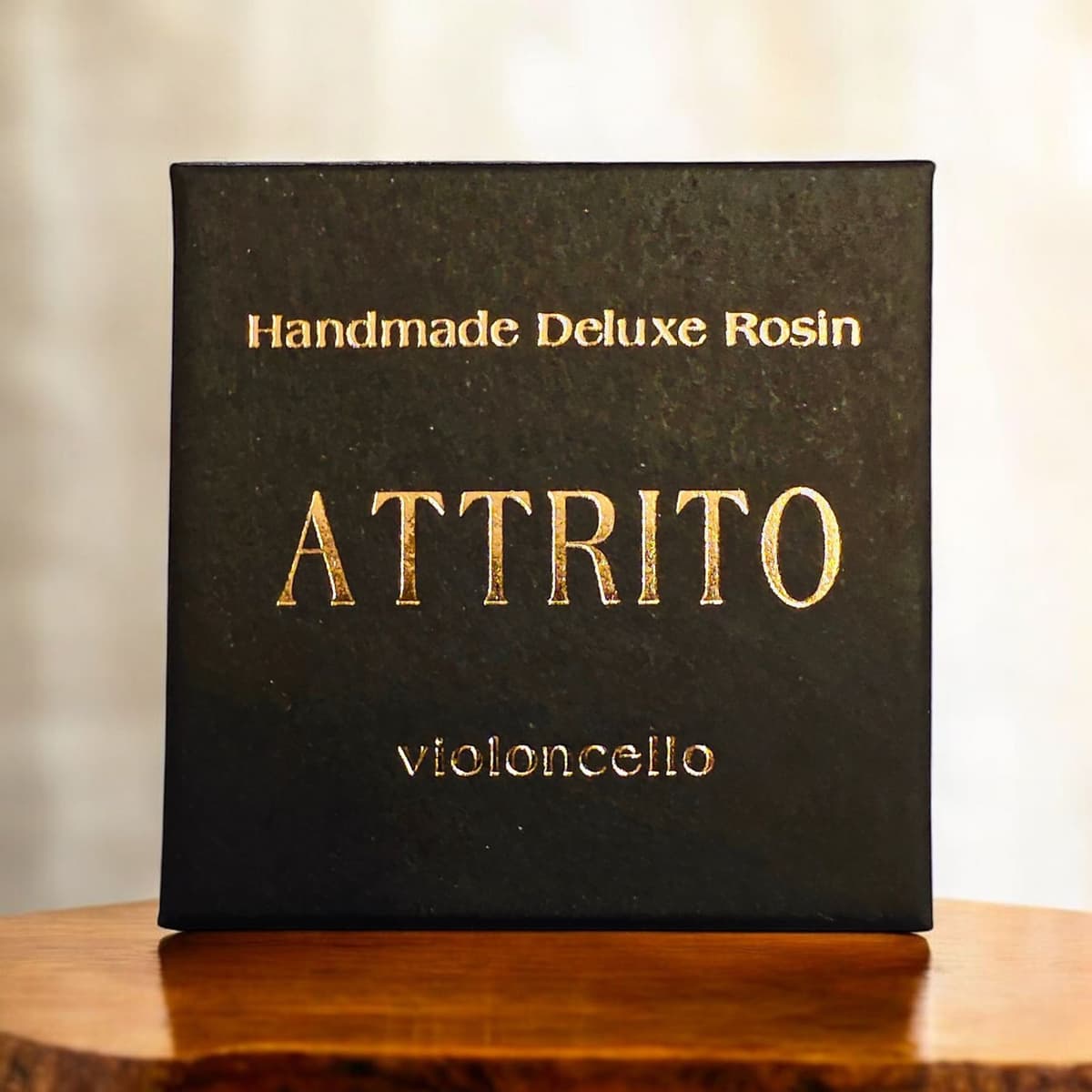 Scatola ATTRITO di pece per violoncello, verde foresta con scritta oro